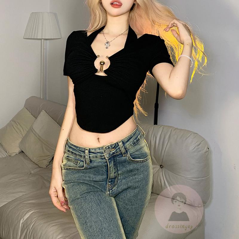 Áo Thun Tay Ngắn Màu Sắc Đơn Giản Dành Cho Nữ