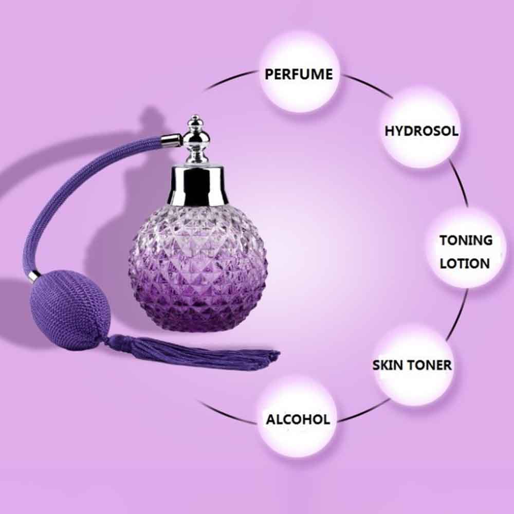 Vintage 100ml Crystal Perfume Bottle Purple Spray Atomizer Refillable Glass Gift