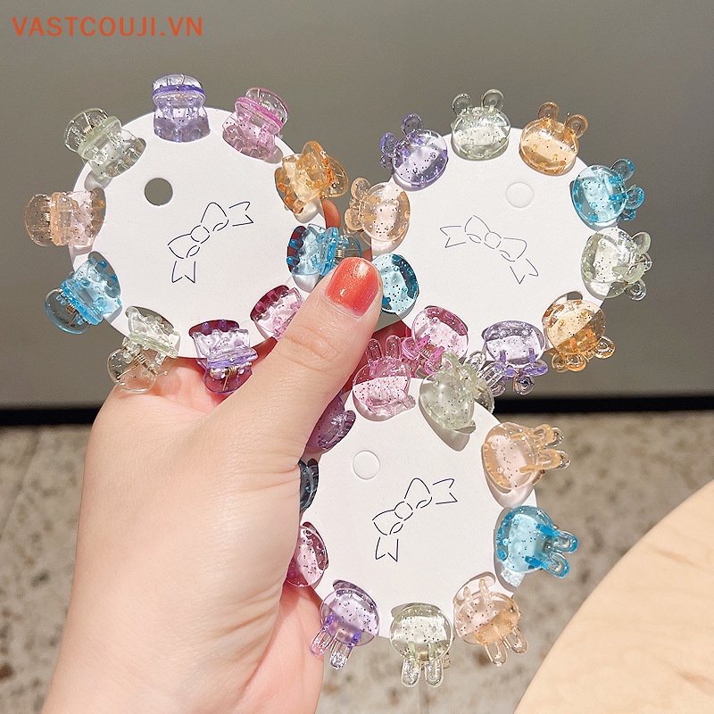 Kẹp Tóc Mini Bằng Nhựa Trong Suốt Hình Gấu / Thỏ Dễ Thương Cho Nữ