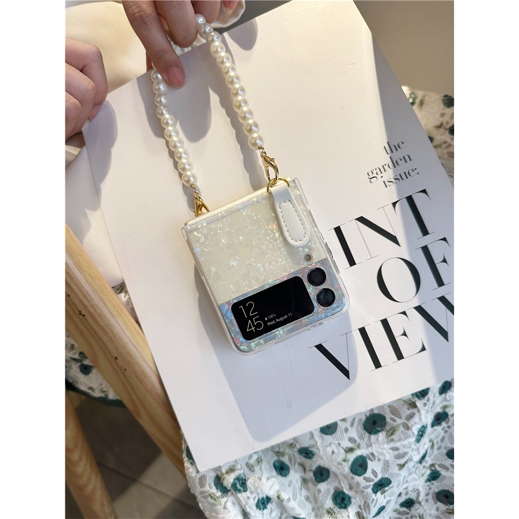 Ốp Điện Thoại Kèm Dây Đeo Đính Ngọc Trai Sang Trọng Cho Galaxy Z Flip4 5G Flip4 Z Flip3 Zflip3 Zflip4 Flip3