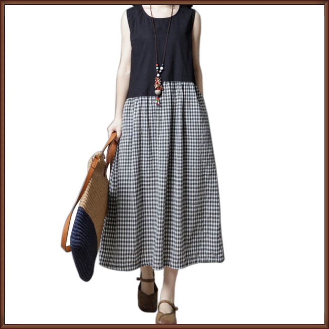 Đầm Sát Nách Cổ Tròn Dáng Rộng Cỡ Lớn Thời Trang Mùa Hè Cho Nữ