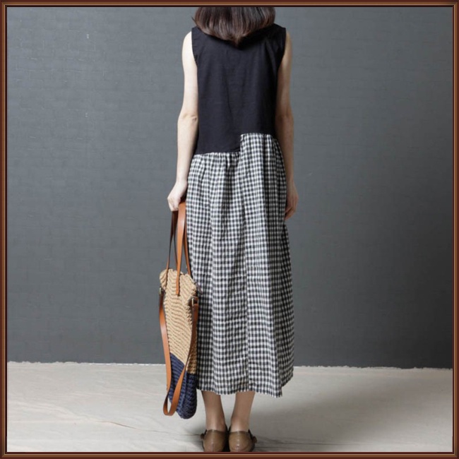 Đầm Sát Nách Cổ Tròn Dáng Rộng Cỡ Lớn Thời Trang Mùa Hè Cho Nữ