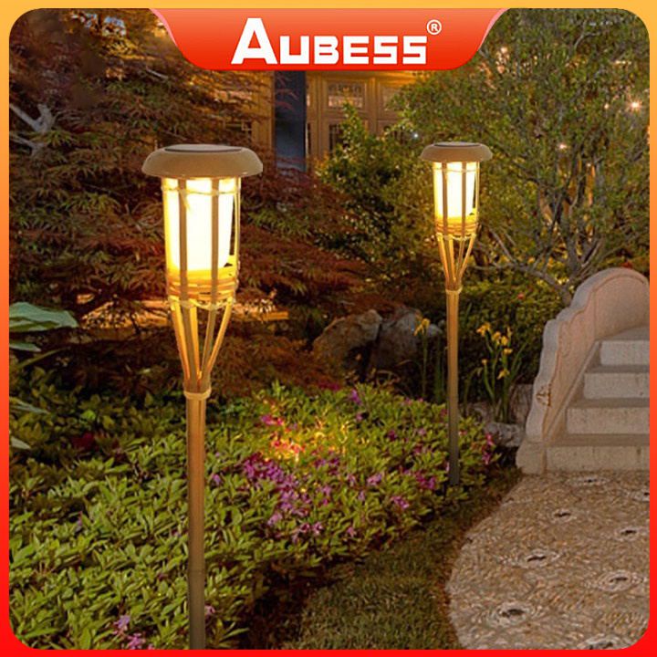 Warmtaste Đèn Led Sân Vườn Năng Lượng Mặt Trời Bằng Tre Đèn Bãi Cỏ Ngọn Lửa Cảm Biến Tự Động Chống Nước Ngoài Trời Cho Hàng Rào Trang Trí Lối Đi Nhà AUBESSSTORE