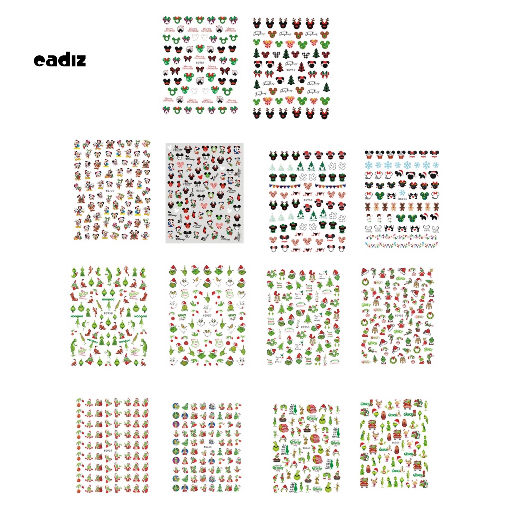 Miếng Dán Trang Trí Móng Tay Chủ Đề Giáng Sinh Dễ Dàng Bắt Mắt