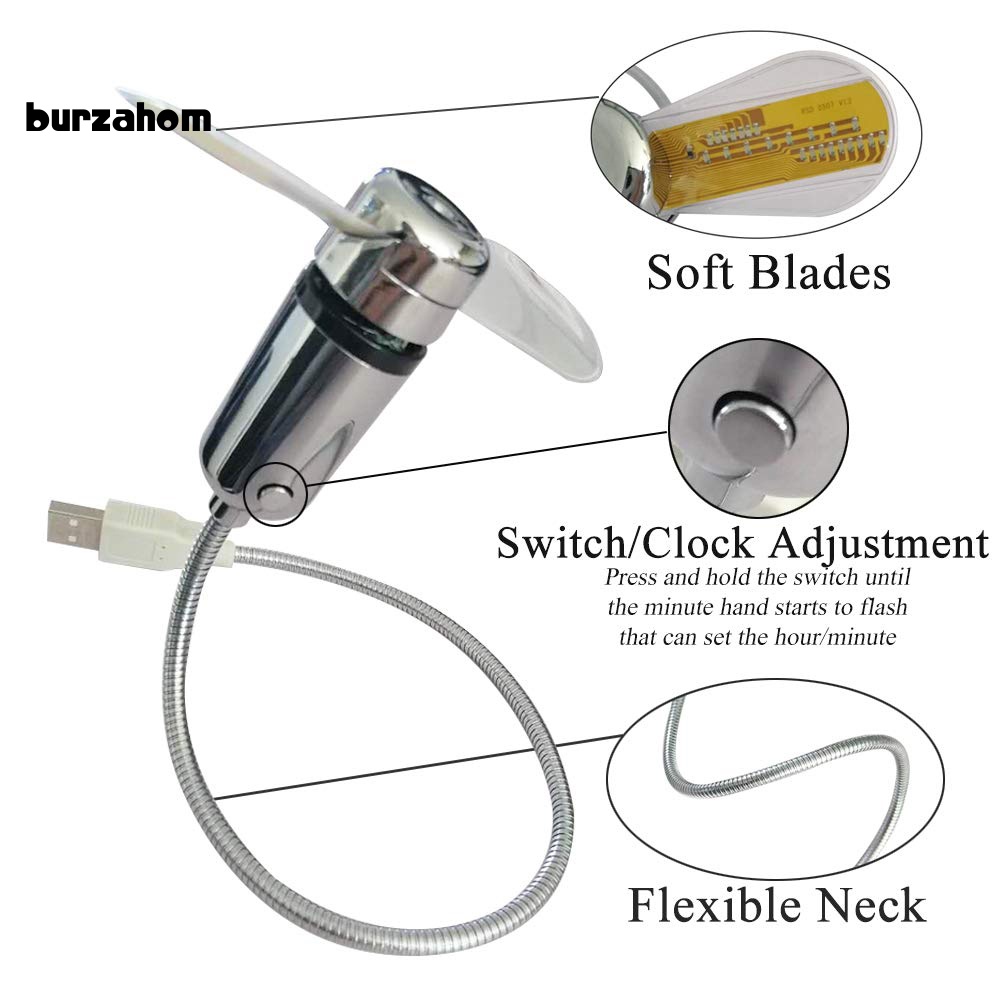 Quạt Làm Mát Mini USB Có Đèn LED Hiển Thị Nhiệt Độ Thực Tế