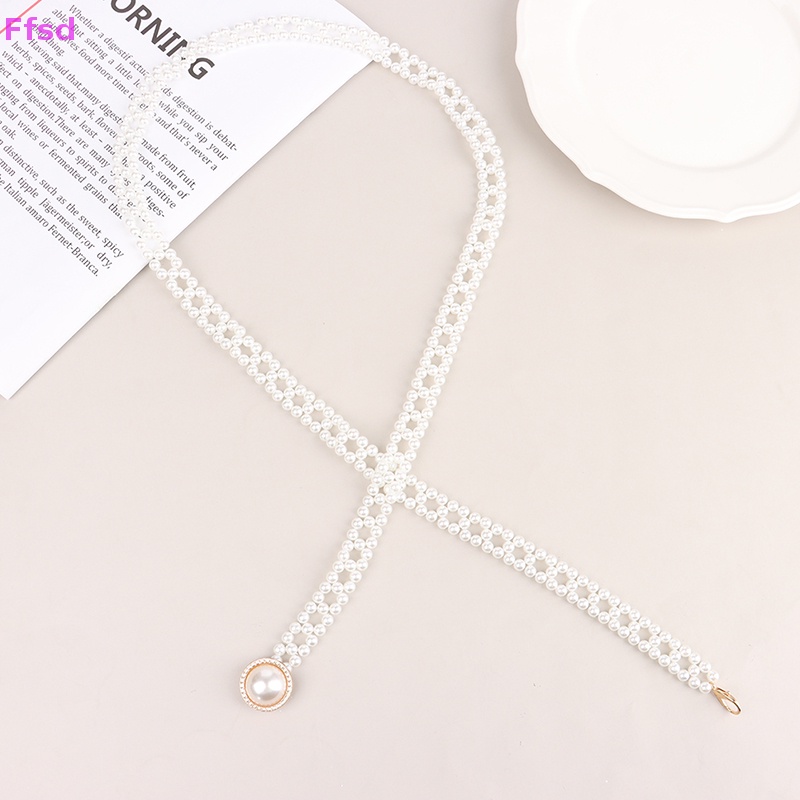 Dây Thắt Lưng Chuỗi Ngọc Trai Dài Thanh Lịch Hợp Thời Trang Cho Nữ