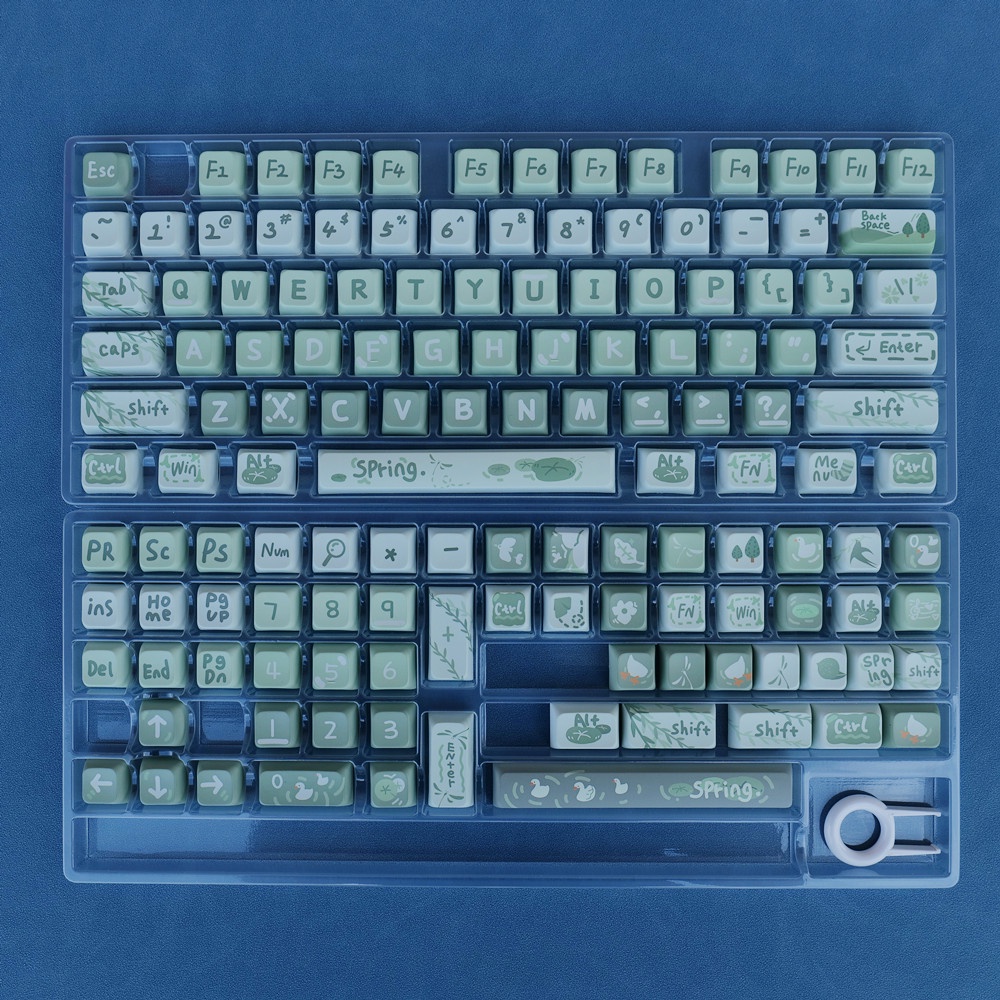 Spring Outing Keycaps XDA/Cherry Profile Matcha Sữa Xanh Thảo Cầm Viên PBT Dye Sub Bàn Phím Cơ Keycap