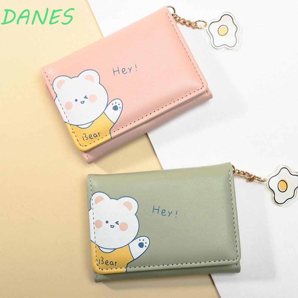 Ví Da PU Gập Nhiều Ngăn Đựng Thẻ In Họa Tiết Gấu Dễ Thương Cho Nữ Giá Đỡ