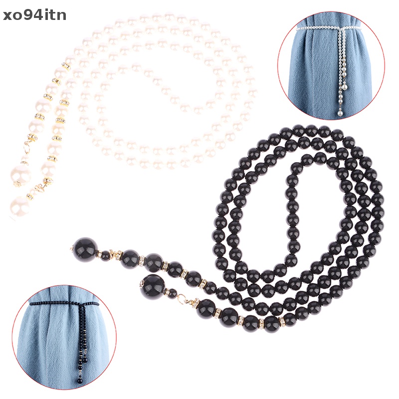 Thắt Lưng Dây Xích Kim Loại Đính Ngọc Trai Thanh Lịch Cho Nữ