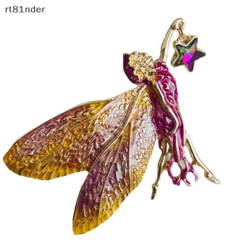 Rt Ghim Cài Áo Hình Thiên Thần Tiên Màu Gradient Tráng Men Ngôi Sao May Mắn Phong Cách Vintage Phụ Kiện Áo Len Cardigan Cho Nữ n