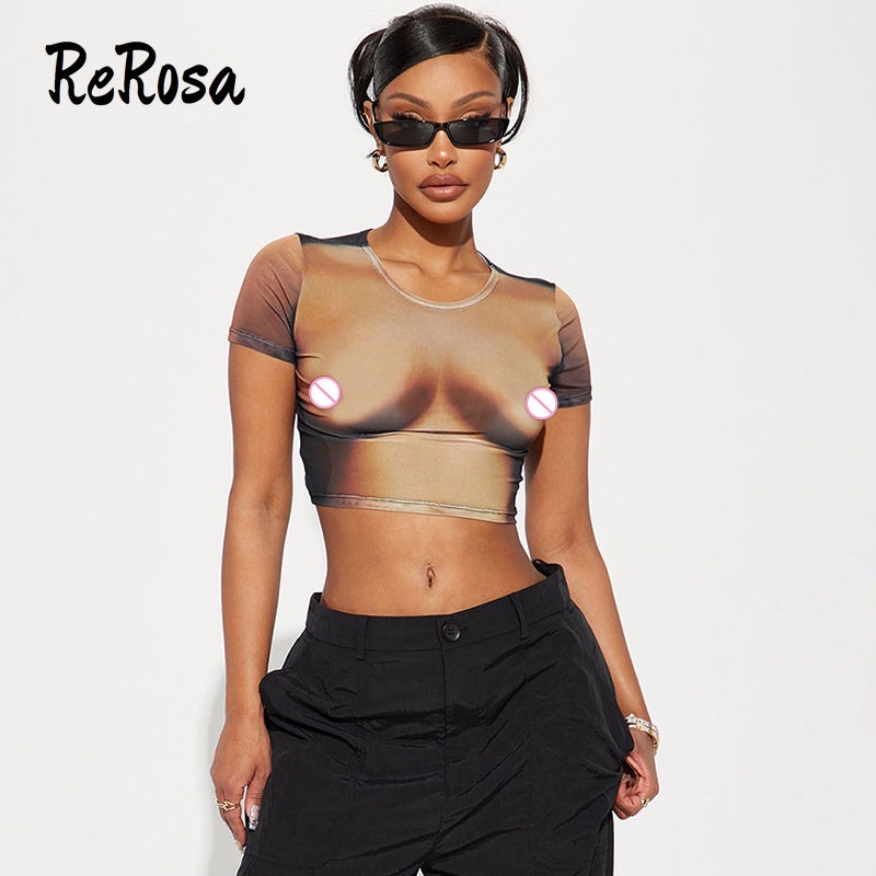 Áo Thun Tay Ngắn Chiết Eo In Họa Tiết Màu Sắc Tương Phản Thời Trang 2023 Quyến Rũ Cho Nữ