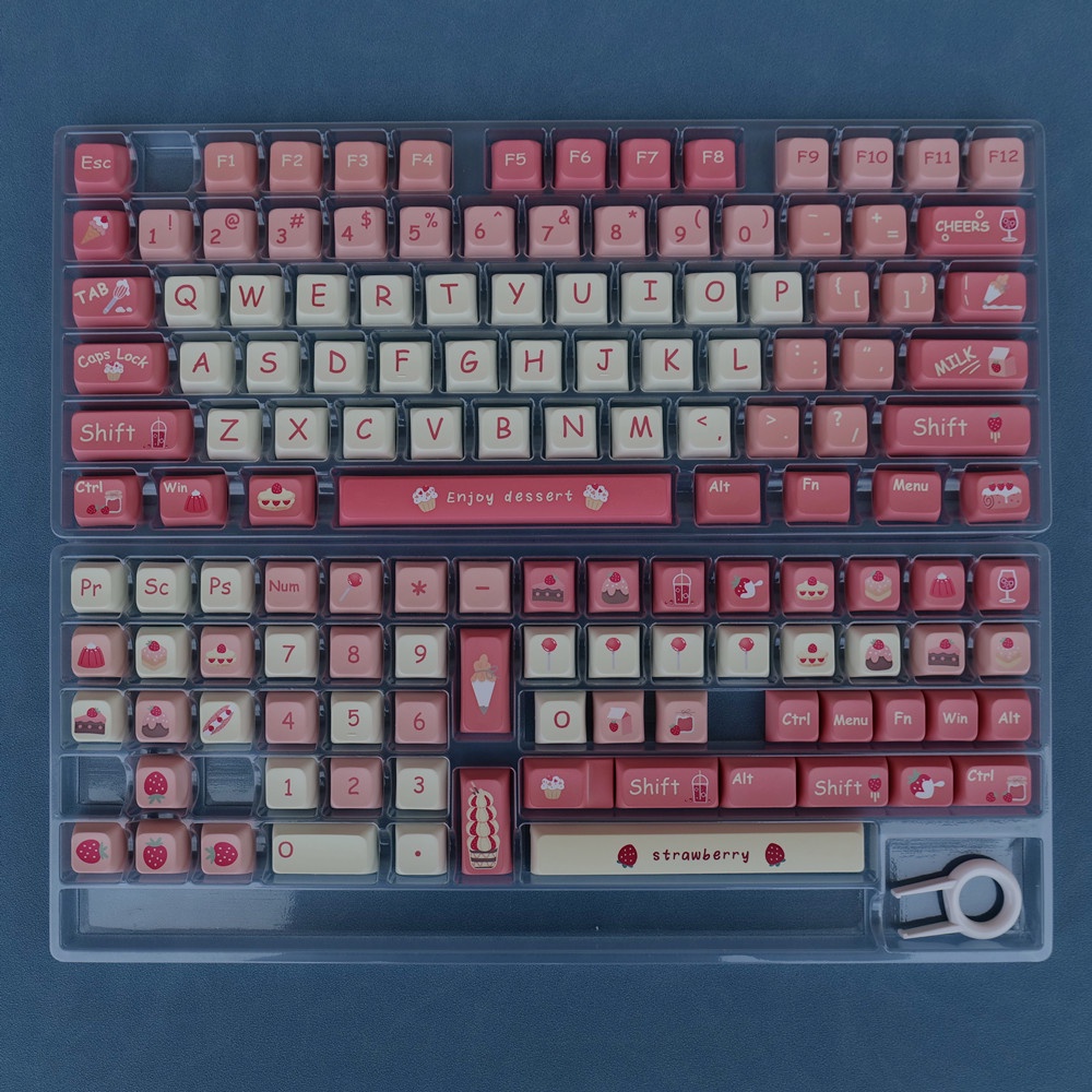 Kem Dâu Keycaps XDA Profile PBT Dye Sub Bàn Phím Cơ Keycap