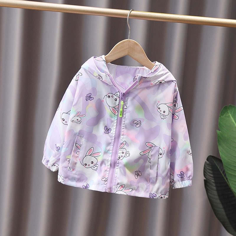 Áo Khoác Chống Gió Có Mũ Trùm Thời Trang Xuân Thu Cho Bé Gái