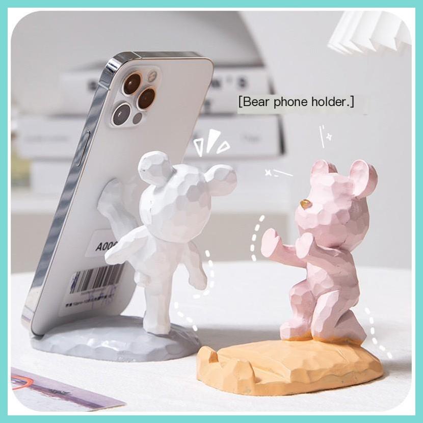 Giá Đỡ Điện Thoại Bằng Resin Hình Gấu Violent Sáng Tạo Vui Nhộn Để Bàn Trang Trí Phòng Khách