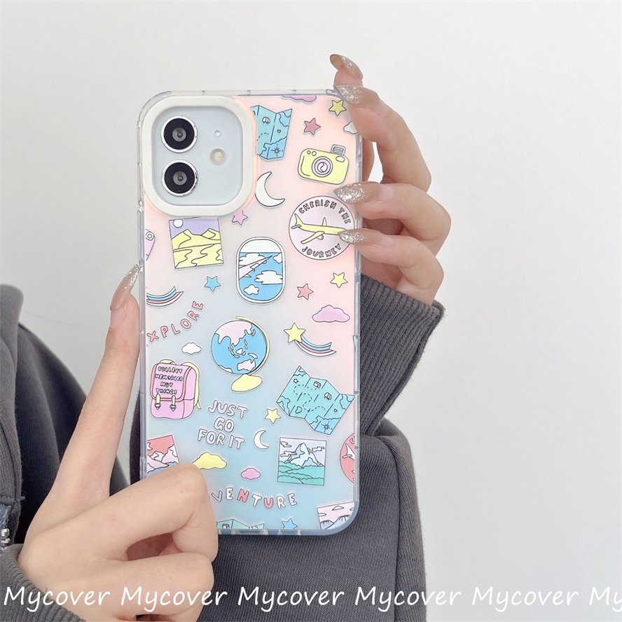 Ốp Điện Thoại Silicon Mềm Họa Tiết Hoạt Hình Màu Gradient Cho iPhone 14 13 12 11 Pro Max X XR Xs Max 6 7 8 Plus