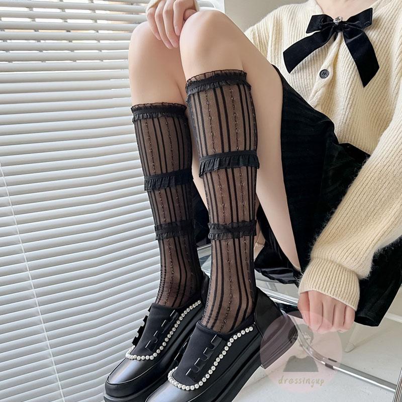 Tất Lưới Dài 3 Lớp Phối Ren Phong Cách Lolita Cho Nữ