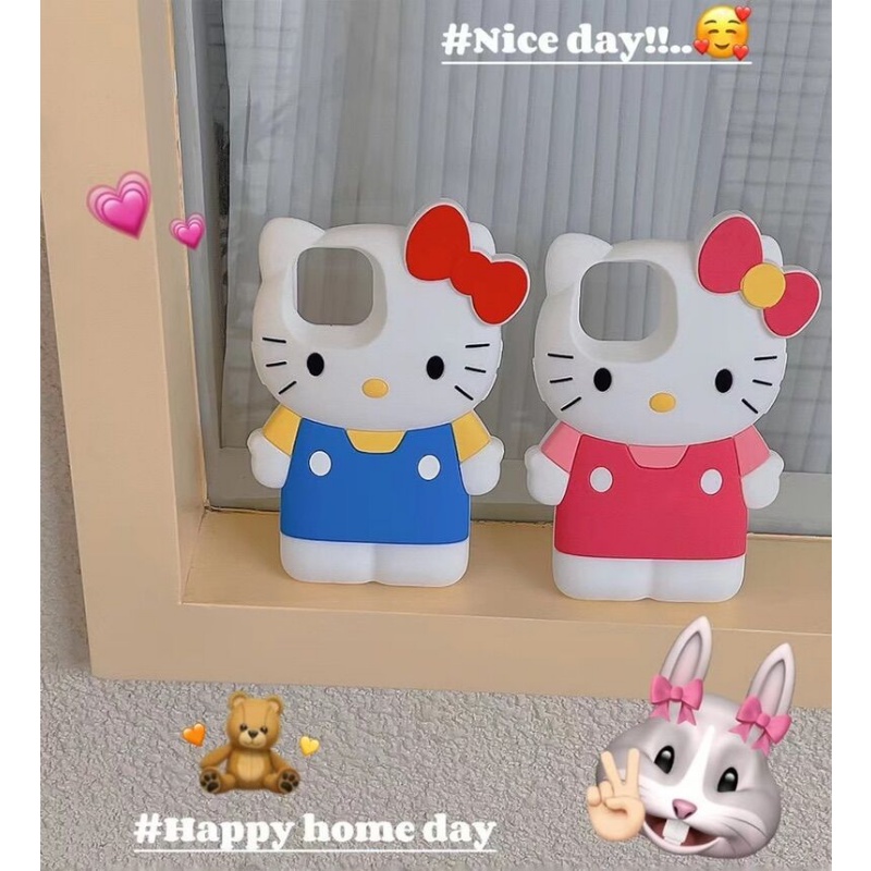 Ốp Điện Thoại Silicon Hình Mèo Kitty 3D Cho iPhone 14 Pro Max 13Pro Max Plus 14 13 11 Pro Max 8 7 6 6s Plus SE 2020 2022