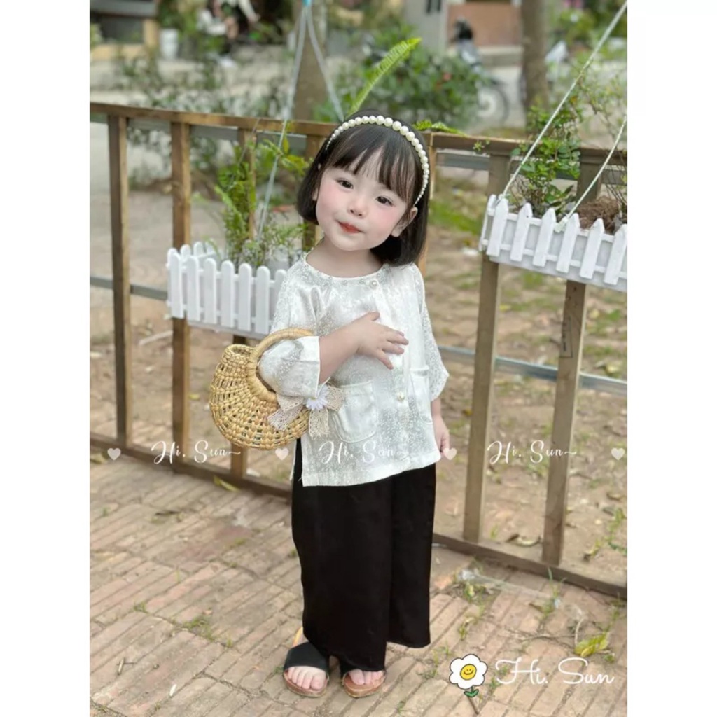 Bộ Quần Áo Bà Ba Lụa Satin Hoa Siêu Mềm Mịn Dành Cho Bé Gái 10-35kg