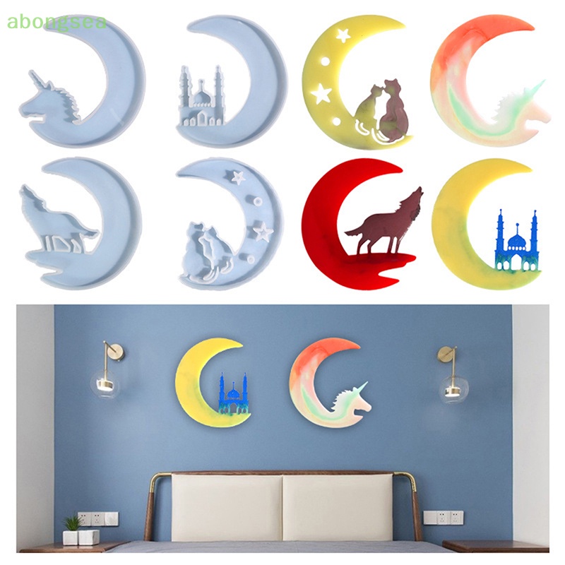 Khuôn Silicone Làm Mặt Trăng Resin Treo Tường Trang Trí DIY
