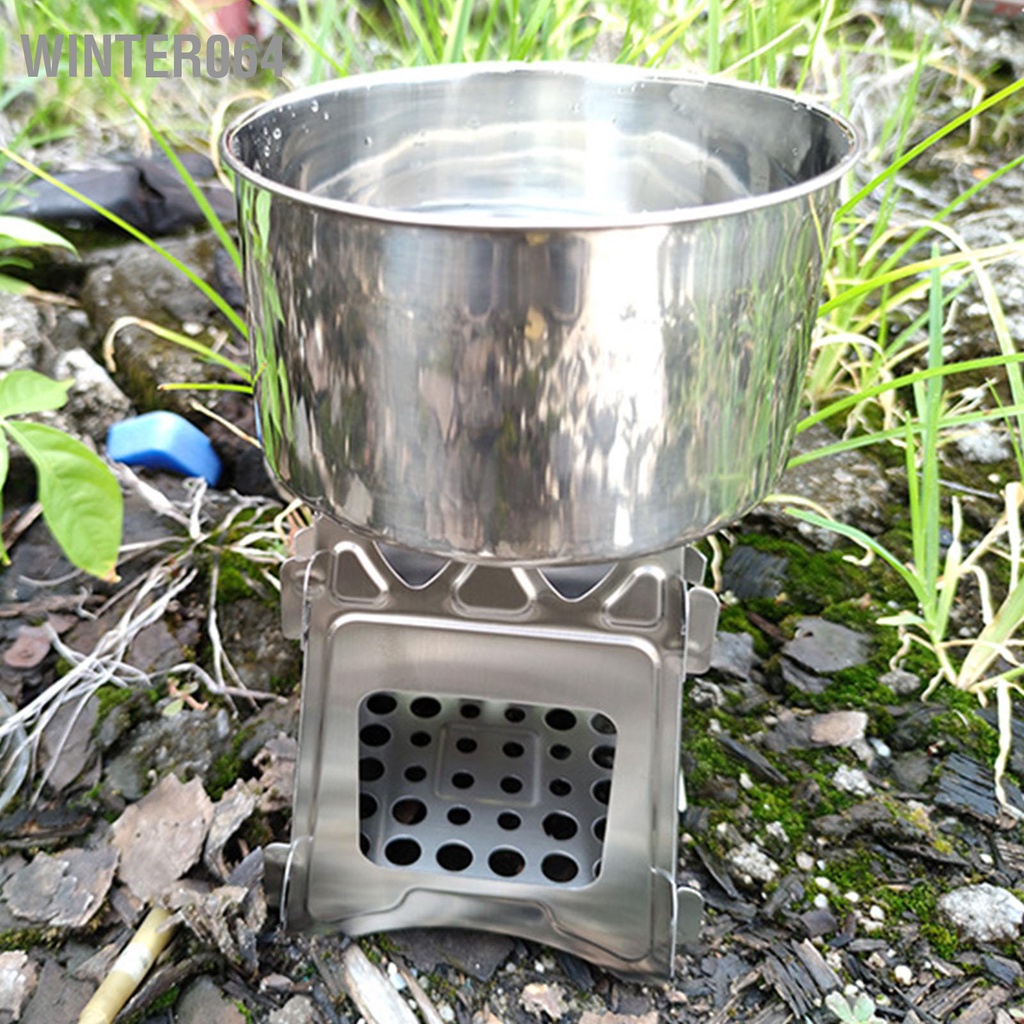 Winter064 Bếp Cắm Trại Thép Không Gỉ 304 Gấp Trang Bị Sau Lưng Lò Đốt Di Động Nhẹ Bỏ Túi Ngoài Trời