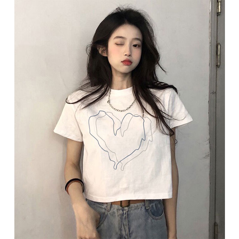 Áo Thun 100% Cotton Tay Ngắn Dáng Ôm Phối Nút Phong Cách Thời Trang Hàn Quốc Mới