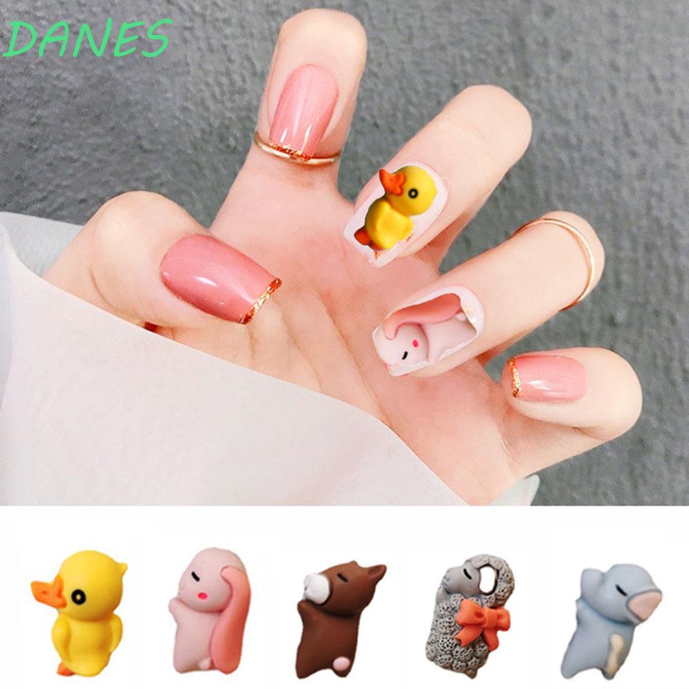 Túi 10 Phụ Kiện Trang Trí Móng Tay Điện Thoại Hình Thỏ / Gấu Đang Ngủ 3D Phong Cách Nhật Bản