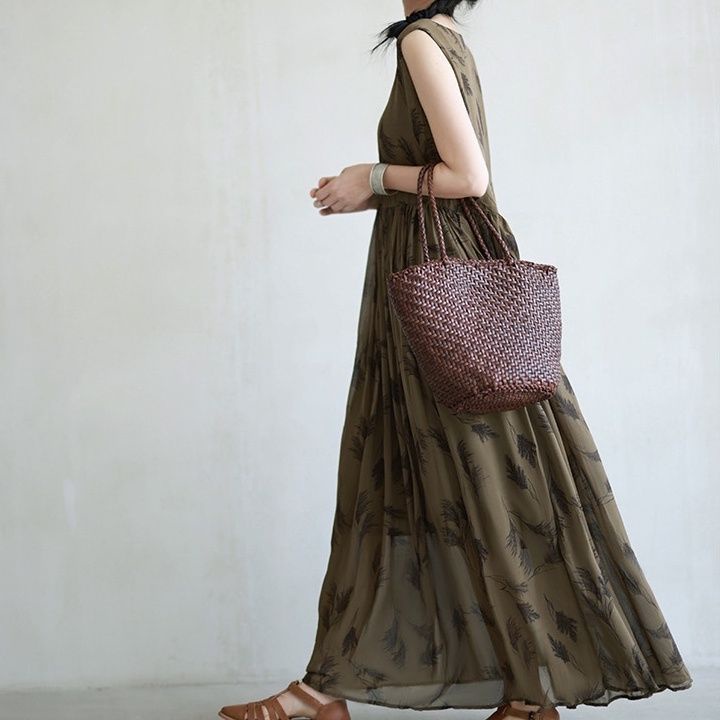 [F &amp; X] Đầm Voan Dáng Dài In Họa Tiết Sang Trọng Thời Trang Xuân Hè 2023