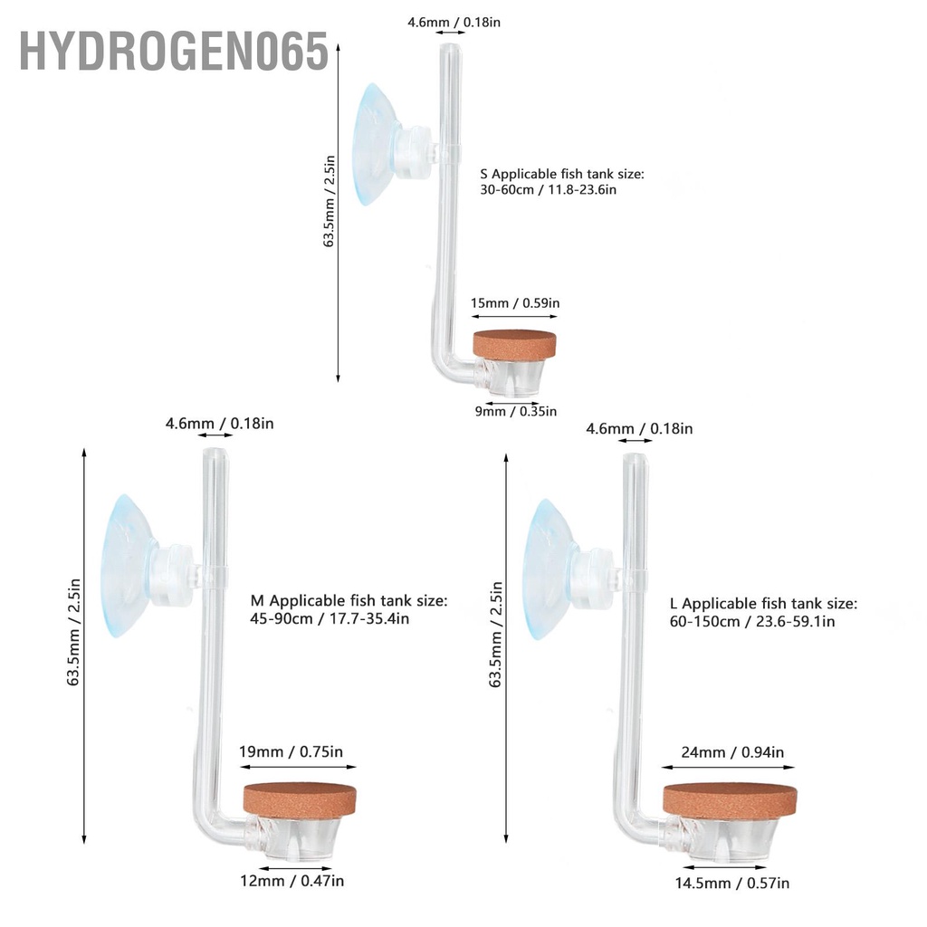 Hydrogen065 Hồ Cá CO2 Máy Khuếch Tán Chất Liệu Acrylic Mịn Sương Mini Tinh Chế Có Giác Hút Cho Trồng Xe Tăng