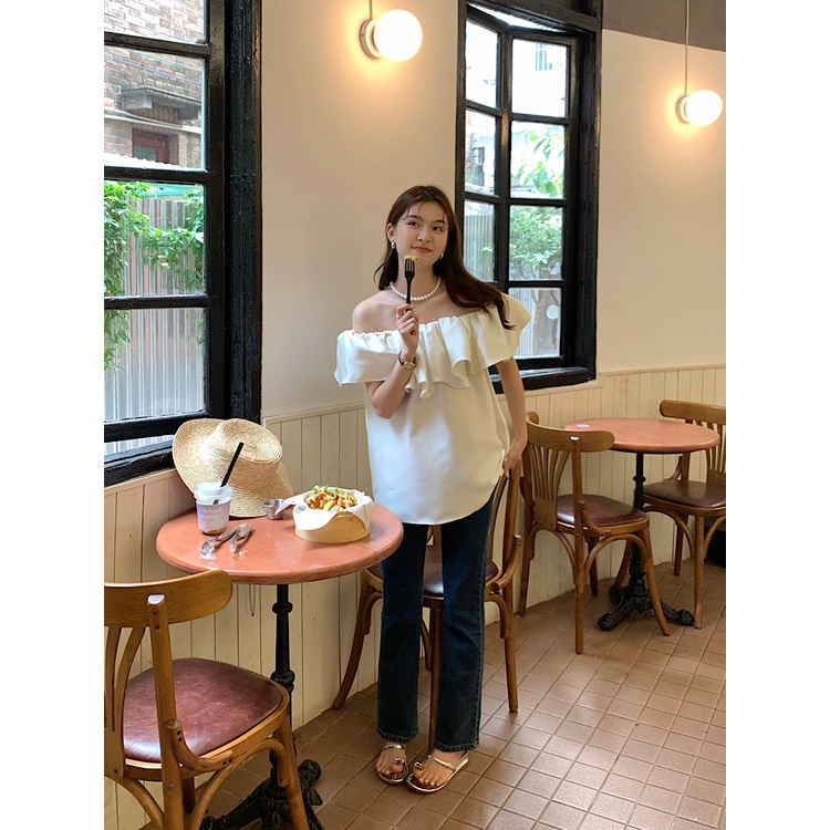 Áo Sơ Mi Trễ Vai Dáng Rộng Thời Trang Mùa Hè Ngọt Ngào