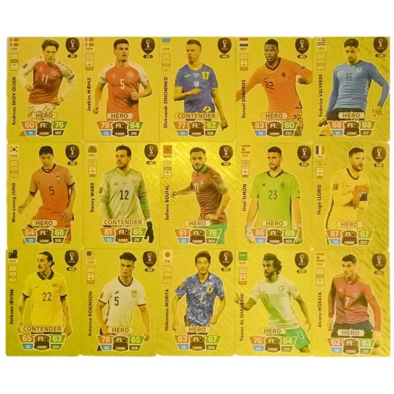 Bộ Sưu Tập 54 Thẻ Bài Hình Ngôi Sao Bóng Đá Màu Vàng / Bạc Phiên Bản Tiếng Anh LLORIS RONALDO KANTE