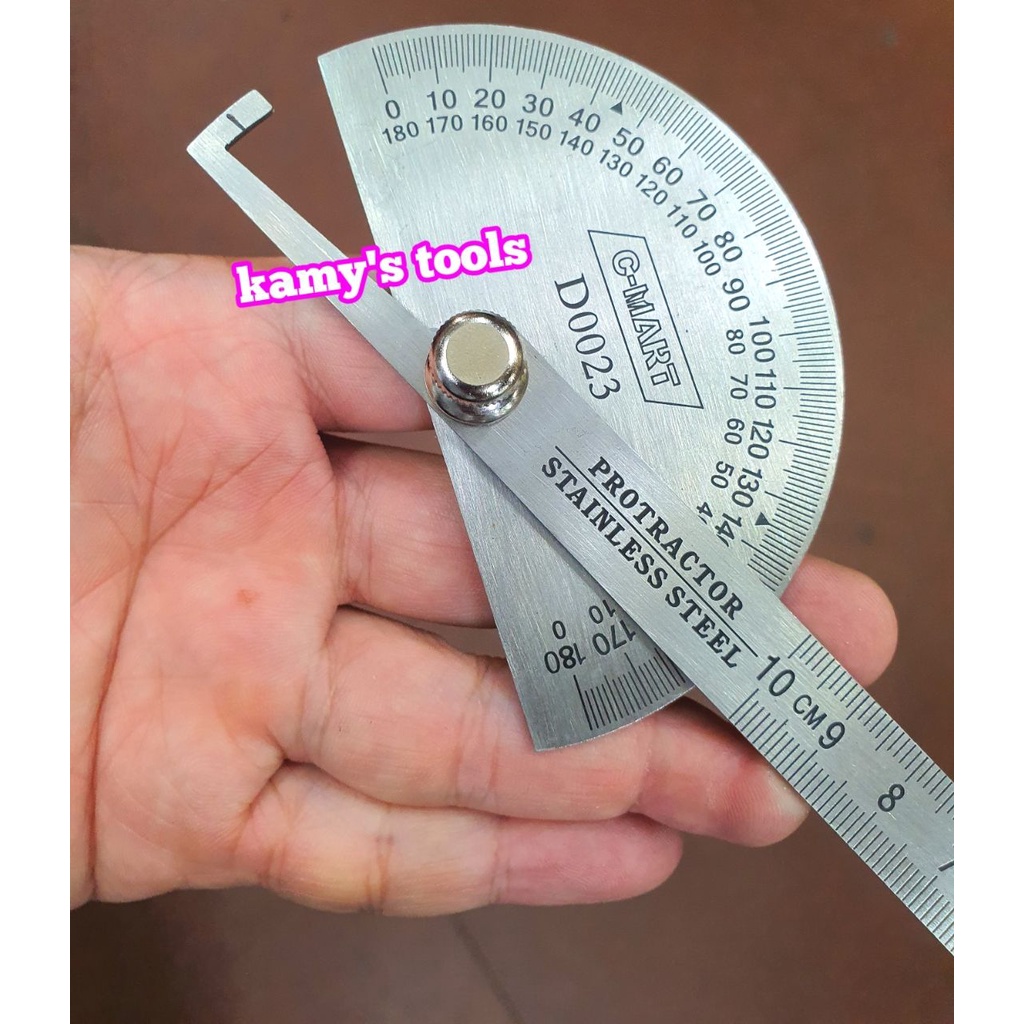 Thước đo góc 180 độ được làm từ thép không gỉ Cmart Model D0023 dài 100mm