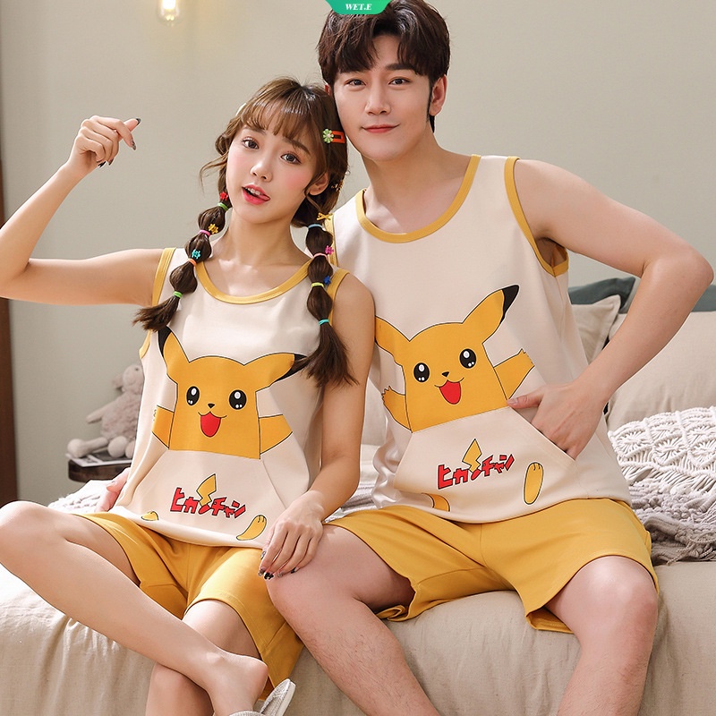 Bộ Đồ Ngủ Áo Sát Nách Phối Quần Short Cotton Dáng Rộng In Hoạt Hình Mèo Garfield Thời Trang Mùa Hè 2023 Cho Nam Và Nữ