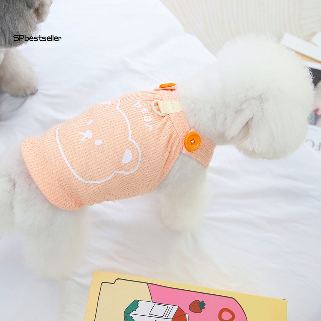 Áo Sát Nách Mềm Mại In Họa Tiết Gấu Hoạt Hình Dễ Thương Thoải Mái Có Dây Đeo Cho Cún Cưng