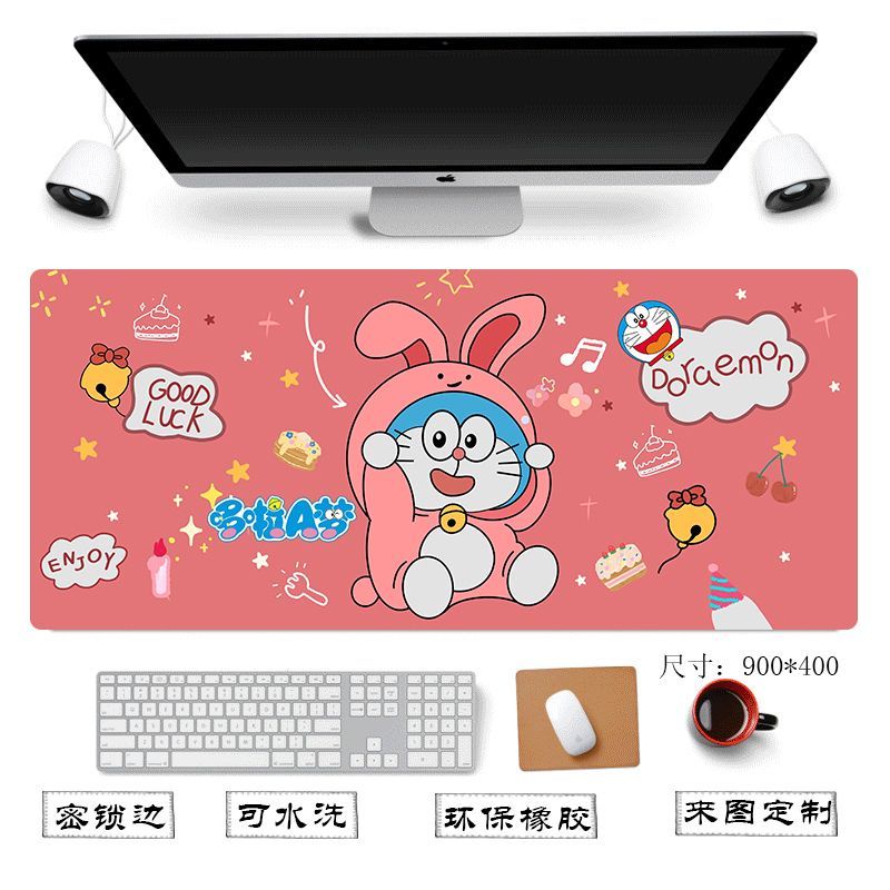 Tấm Lót Chuột Máy Tính 700x300x3mm Chống Trượt In Hình Doraemon Dễ Thương