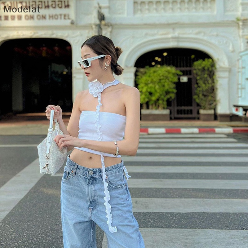 Áo Dệt Kim Hai Dây Màu Trơn Họa Tiết Hoa Thời Trang Mùa Hè Gợi Cảm Cho Nữ