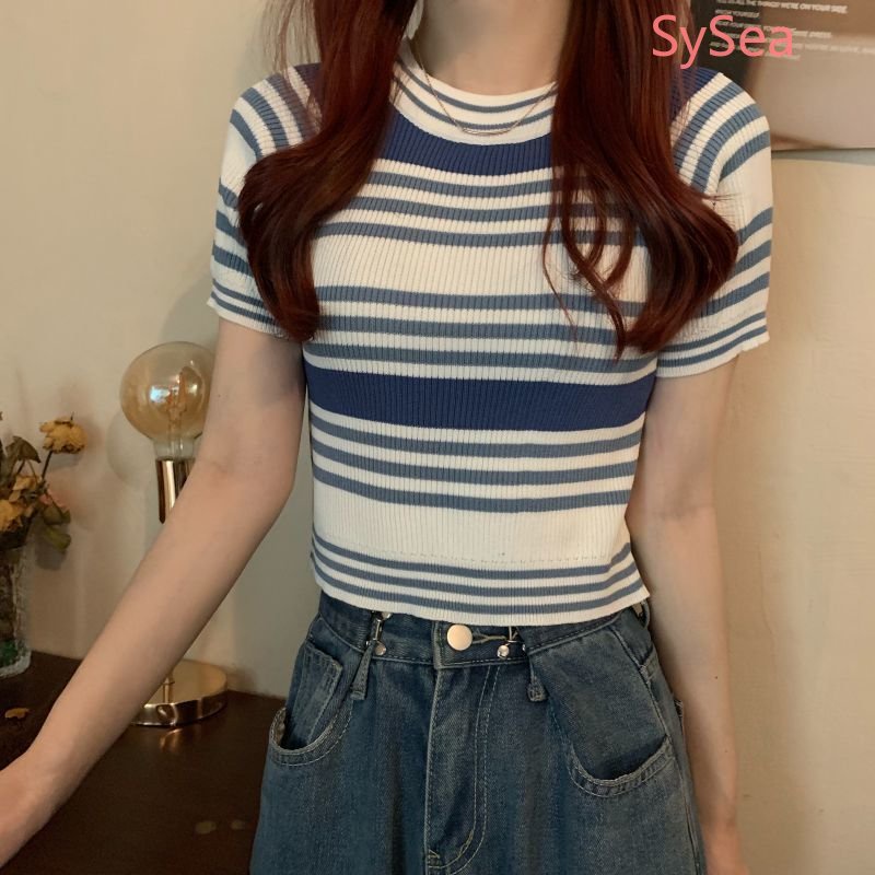 Áo Dệt Kim Kẻ Sọc Thời Trang Mùa Hè Cho Nữ