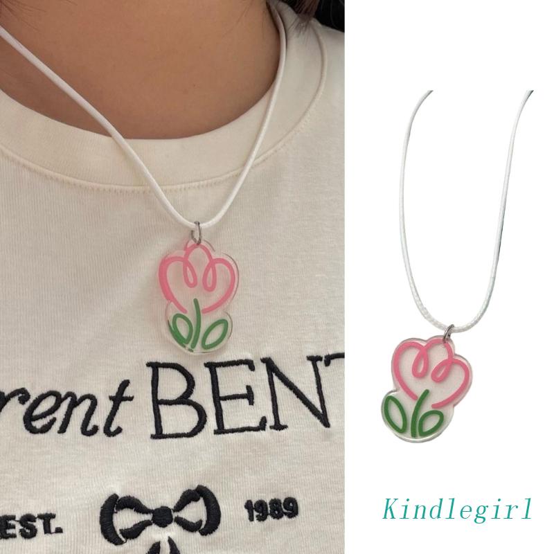 Vòng cổ Da Mặt Hoa Acrylic Thanh Lịch Điều Chỉnh Được Thời Trang Hàn Quốc Cho Nữ