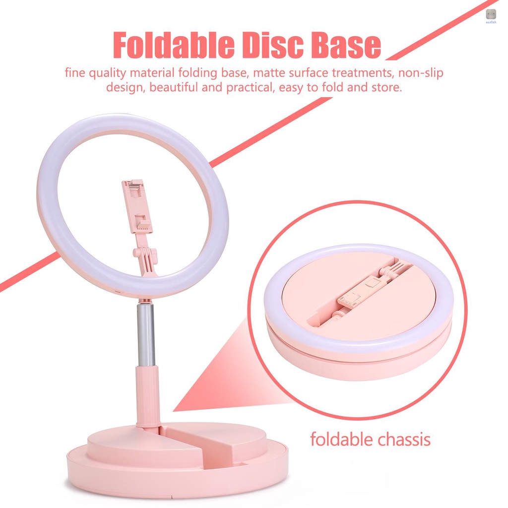 Đèn LED Tròn Cổng USB 290mm Có Thể Gập Lại Kèm Đế Kẹp Điện Thoại Tiện Dụng