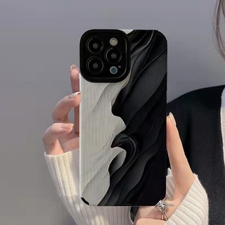  Ốp lưng cho Iphone 11Pro max 14   15   16   17 PRO MAX 11 12   13   6   7   8plus XR Xmax Vỏ điện thoại gấp nghệ thuật màu đen trắng bao gồm tất cả vỏ mềm chống sốc da cừu 