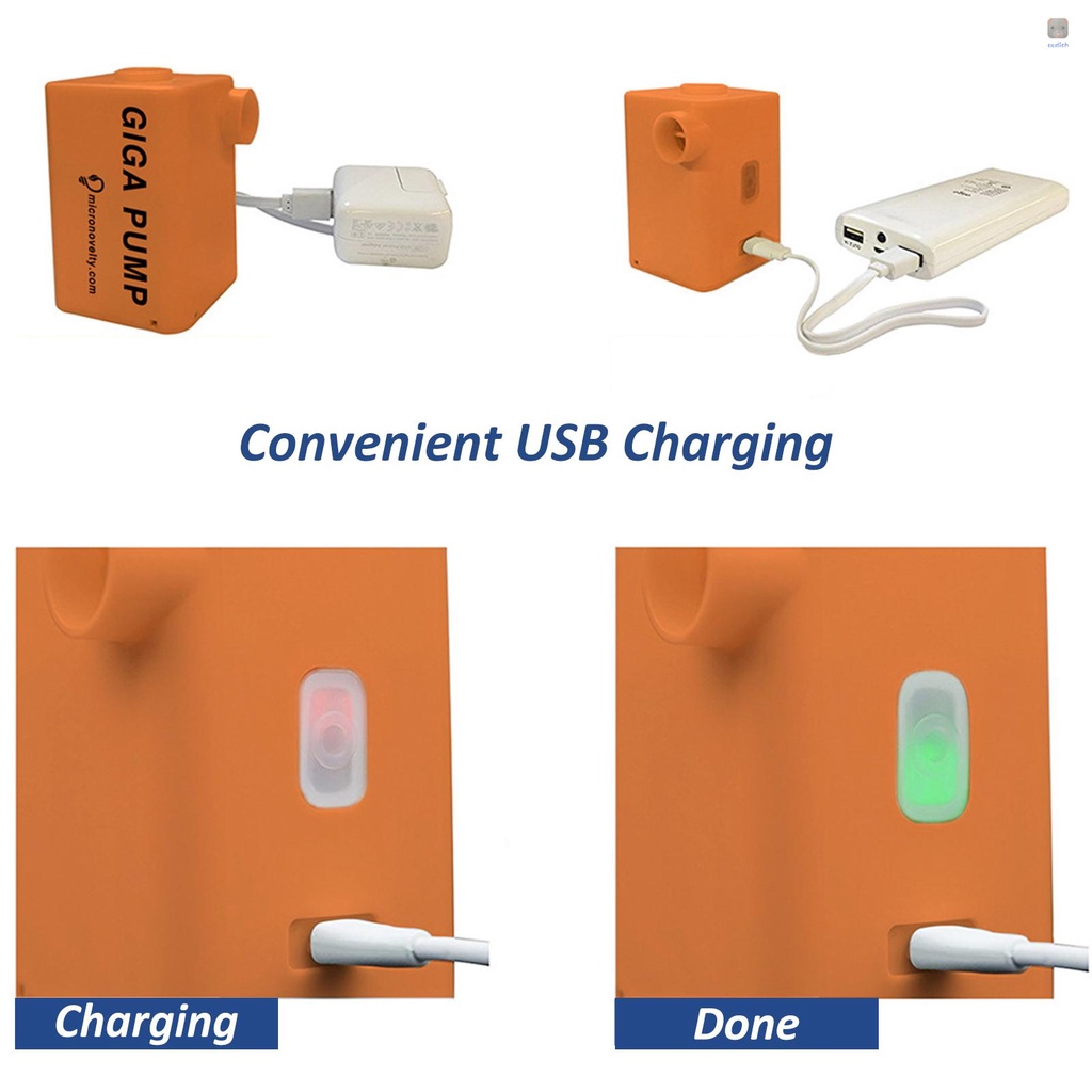 Máy Bơm Hơi Nén Khí 2 Trong 1 Sạc USB 1800PA Đa Năng Kèm 3 Đầu Phun Tiện Dụng