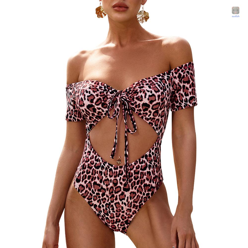 Bộ Đồ Bơi Một Mảnh Hở Vai Lưng Cao Có Đệm Ngực In Họa Tiết Da Báo Dành Cho Nữ