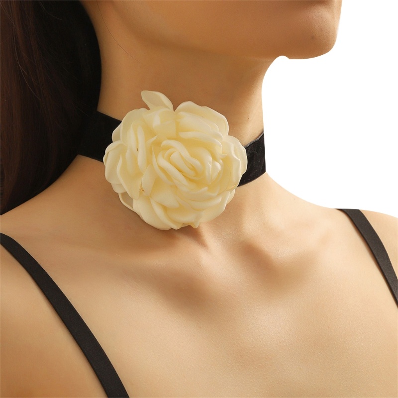 Vòng Cổ choker Nhung Đính Hoa Hồng Phong Cách Gothic vintage