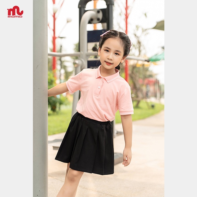 Áo Polo bé gái Riomio 100% cotton thấm hút mồ hôi mềm mịn thoáng mát đi học đi chơi RA506