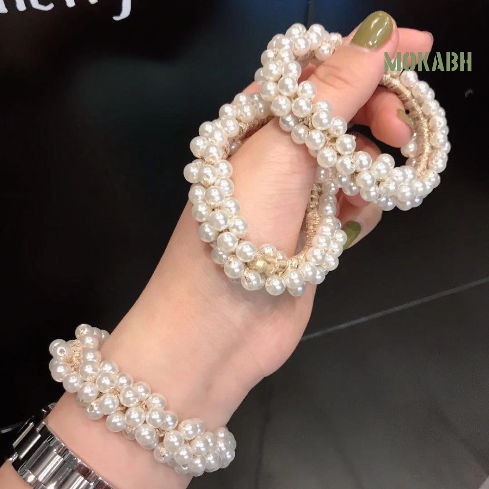 Dây Cột Tóc Co Giãn Đính Ngọc Trai Giả Thời Trang Cho Nữ