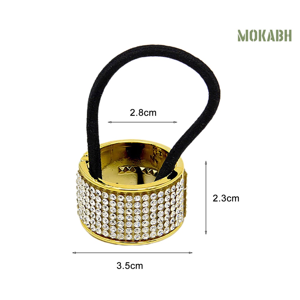 Dây Buộc Tóc Co Giãn Đính Đá Và Ngọc Trai Giả Kèm Khóa Kim Loại