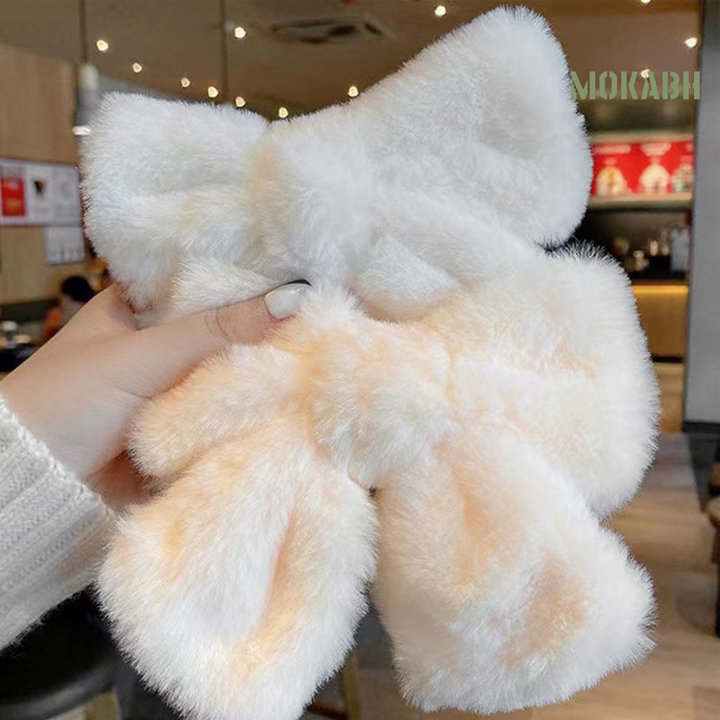 [Mok Abh] Kẹp Tóc Đính Nơ Lớn Co Giãn Không Trơn Nhẹ Nhàng Trang Trí Tóc Thủ Công Tinh Tế