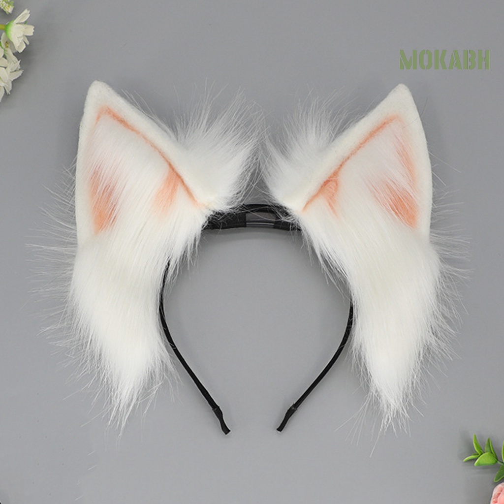 Băng Đô Tai Mèo Bằng Kim Loại Phối Lông Hóa Trang Phong Cách Nhật Bản