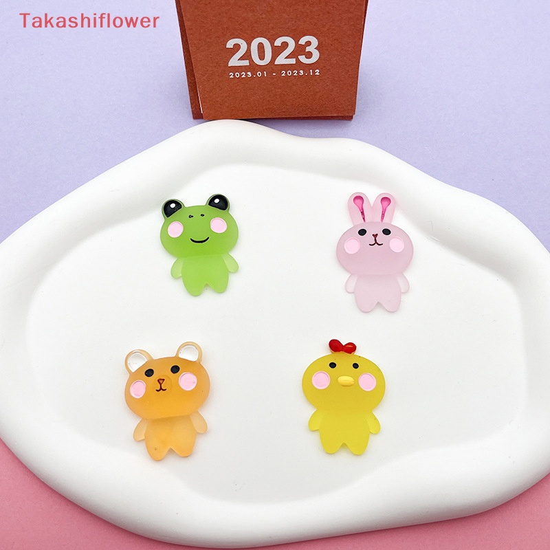 Set 2 Mô Hình Gấu / Thỏ / Ếch Hoạt Hình Dạ Quang Trang Trí Nhà Búp Bê DIY