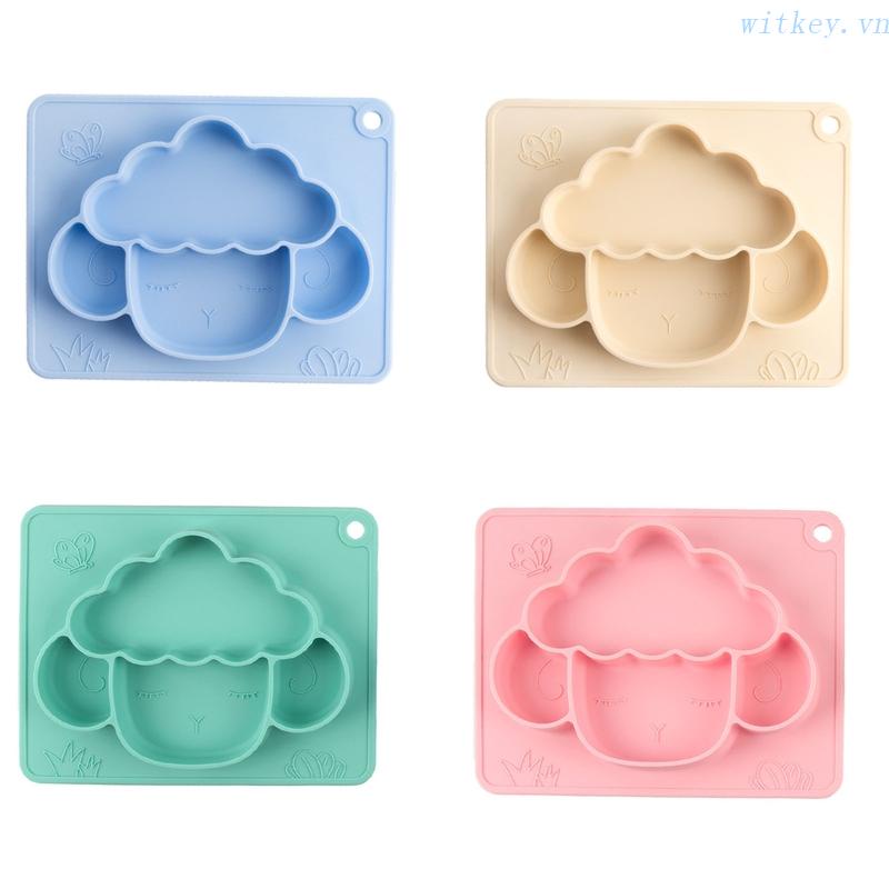 Bát Ăn Chia Ngăn Bằng Silicone Không Chứa BPA Màu Trơn Không Độc Hại Dành Cho Em Bé