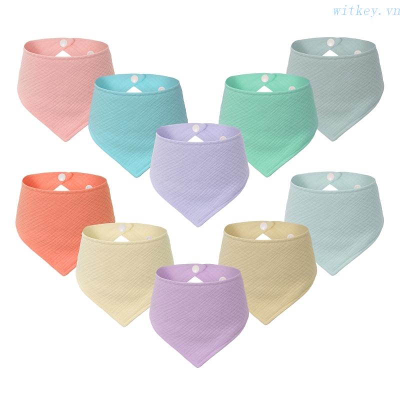 Set 10 Yếm Ăn Cotton Dày Dặn Siêu Thấm Hút Tùy Chỉnh Tiện Dụng